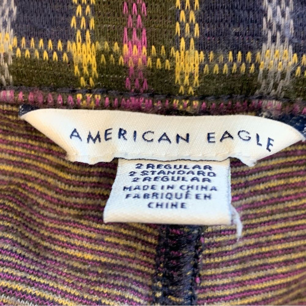 American Eagle Knit High-Waisted Kick Boot Plaid Pant Size 2 - Picture 5 of 9
